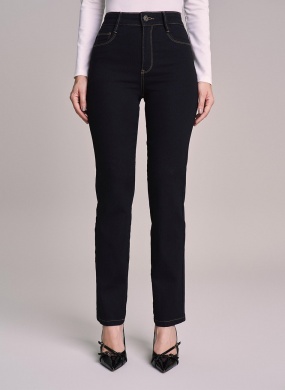 Cal�a Jeans Preto Reta Pespontos Scalon - Foto 1