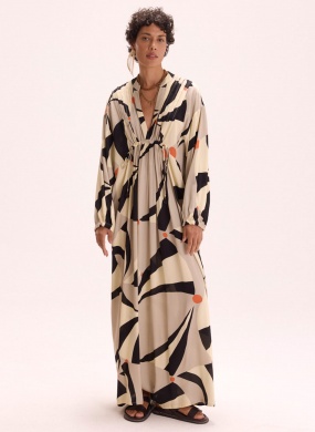 Vestido Crepe Estampa Malabares Cant�o - Foto 1