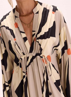 Vestido Crepe Estampa Malabares Cant�o - Foto 3