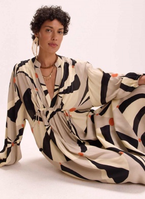 Vestido Crepe Estampa Malabares Cant�o - Foto 5
