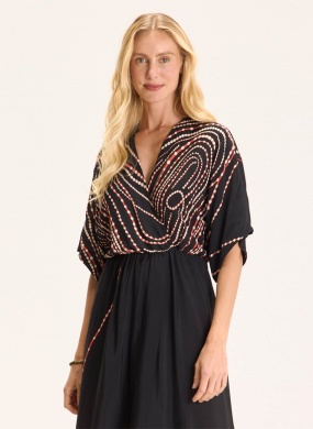 Vestido Crepe Estampa Vortex Cant�o - Foto 3