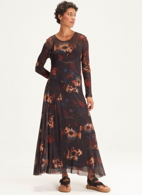 Vestido Recorte Tule Estampado Floral Glitch Cant�o - Foto 1