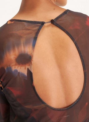 Vestido Recorte Tule Estampado Floral Glitch Cant�o - Foto 2