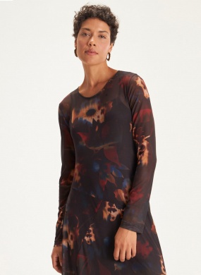 Vestido Recorte Tule Estampado Floral Glitch Cant�o - Foto 3