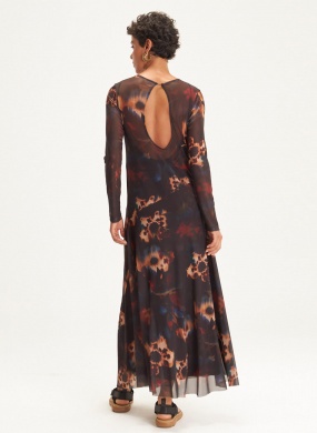 Vestido Recorte Tule Estampado Floral Glitch Cant�o - Foto 4