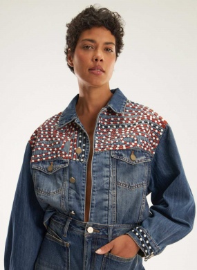 Jaqueta Jeans Bordado Vortex Cant�o  - Foto 1