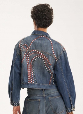 Jaqueta Jeans Bordado Vortex Cant�o  - Foto 2