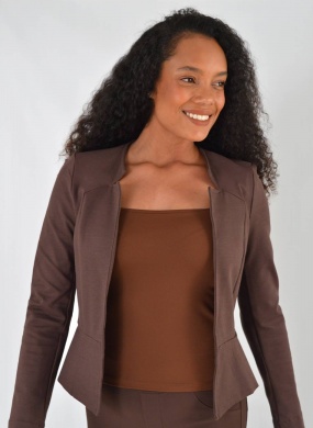 Casaco Marrom Expresso Peplum Donna Ritz - Foto 1
