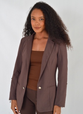 Blazer Sem Fechamento Donna Ritz Cor Chocolate - Foto 1