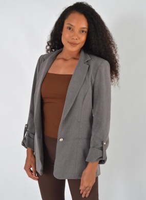 Blazer Sem Fechamento Donna Ritz Cor Chumbo - Foto 4