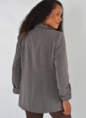 Blazer Sem Fechamento Donna Ritz Cor Chumbo - Foto 5