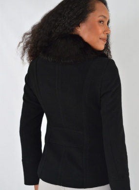Casaco de L� Preto Velour Malise - Foto 4