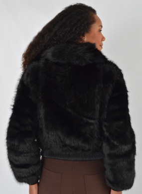 Casaco de Pele Sint�tica Preto Safira Fashion - Foto 3