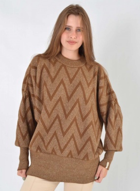 Blusa Marrom Padronagem Geom�trica Biamar - Foto 1