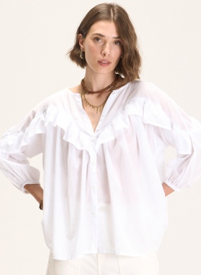 Camisa voil Boho Babados Cant�o - Foto 1