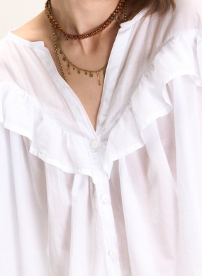 Camisa voil Boho Babados Cant�o - Foto 2
