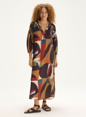 Vestido Chemisier Estampa Papeis Cant�o - Foto 1