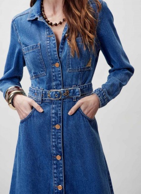 Vestido Midi Jeans com Cinto Flor de Lis - Foto 2