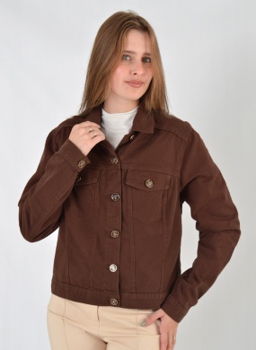 Jaqueta Jeans Marrom Flor de Lis - Foto 1