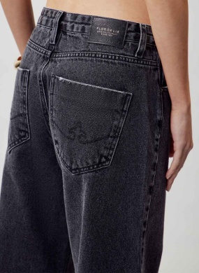 Cal�a Jeans Preto Turmalina Wide Leg Flor de Lis - Foto 3