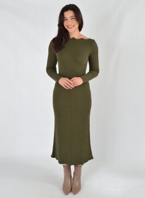 Vestido Canelado Verde Militar Gida  - Foto 1