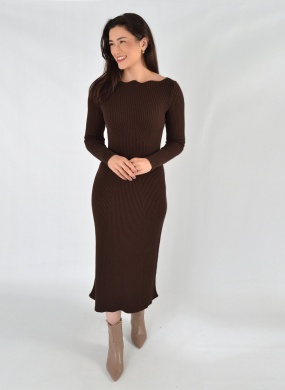 Vestido Canelado Verde Marrom Gida  - Foto 1
