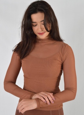 Blusa Marrom em Tule Flor de Lis - Foto 1