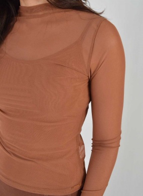 Blusa Marrom em Tule Flor de Lis - Foto 2