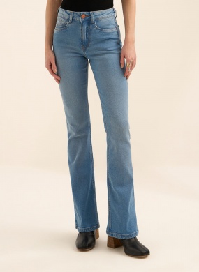 Cal�a Boot Cut Jeans De Cintura Alta Lez a Lez - Foto 1