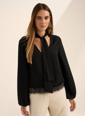Blusa Preto Renda Lez a Lez - Foto 2