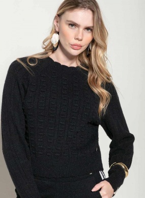 Blusa Preto Com Ponto 3D Biamar - Foto 1