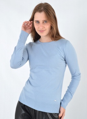 Blusa B�sica Tricot Cor Blue Fog Alpelo  - Foto 1