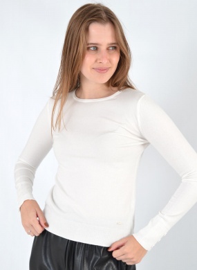 Blusa B�sica Tricot Off White Alpelo  - Foto 1
