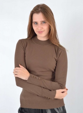 Blusa B�sica Tricot Gola Alta Cor Tiramissu Alpelo  - Foto 1