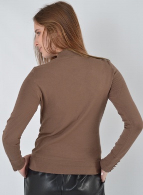 Blusa B�sica Tricot Gola Alta Cor Tiramissu Alpelo  - Foto 4