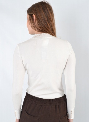 Blusa B�sica Tricot Gola Alta Cor Off White Alpelo  - Foto 3