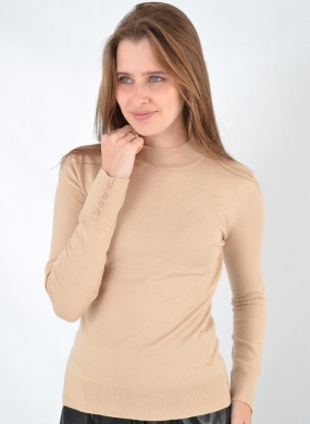 Blusa B�sica Tricot Gola Alta Cor Cru Alpelo  - Foto 1