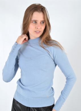 Blusa B�sica Tricot Gola Alta Cor Blue Fog Alpelo  - Foto 1