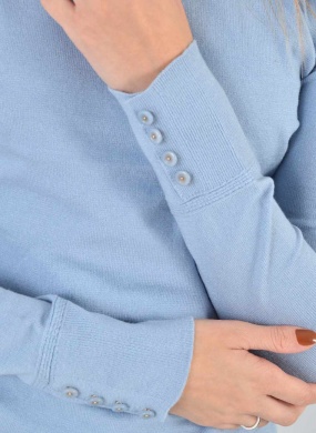 Blusa B�sica Tricot Gola Alta Cor Blue Fog Alpelo  - Foto 2