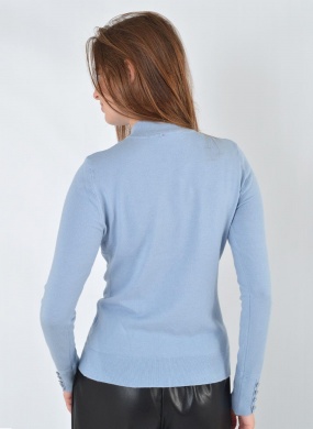 Blusa B�sica Tricot Gola Alta Cor Blue Fog Alpelo  - Foto 4