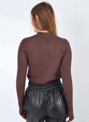 Blusa Telada Chocolate Gida Malhas  - Foto 4