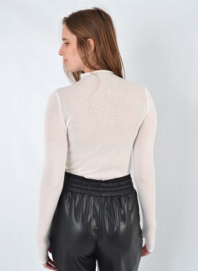 Blusa Telada Off White Gida Malhas  - Foto 3