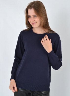 Blusa B�sica em Tricot Marinho Tribeca - Foto 1