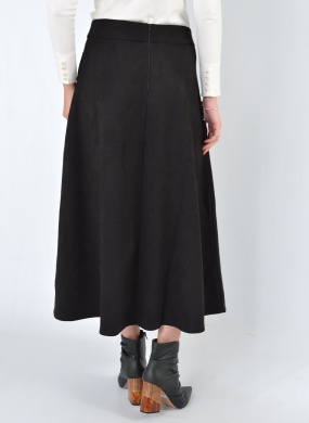 Saia Suede Midi Gode Preto Innocence - Foto 5