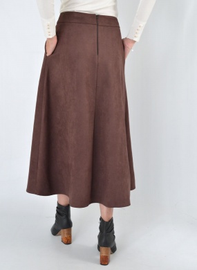 Saia Suede Midi Gode Marrom Innocence - Foto 3