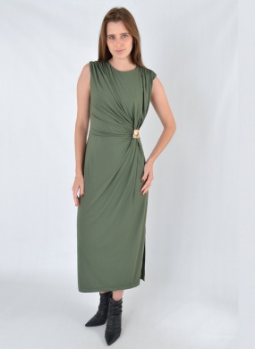 Vestido Midi Festa Verde Militar Aramodu - Foto 1