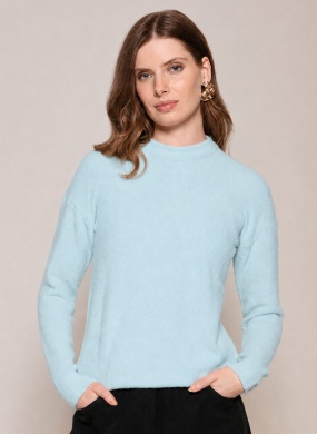 Blusa B�sica Fio Pluma Azul Ceu Biamar - Foto 1