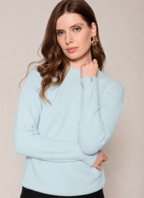 Blusa B�sica Fio Pluma Azul Ceu Biamar - Foto 2