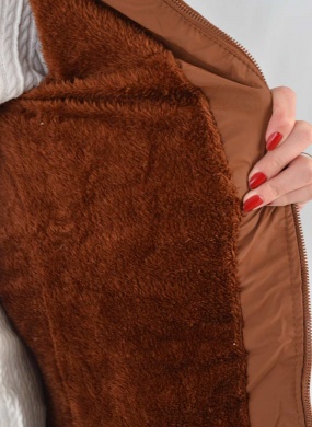 Jaqueta Estofada Capuz Pele Safira Fashion Cor Marrom - Foto 2