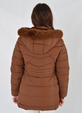 Jaqueta Estofada Capuz Pele Safira Fashion Cor Marrom - Foto 6
